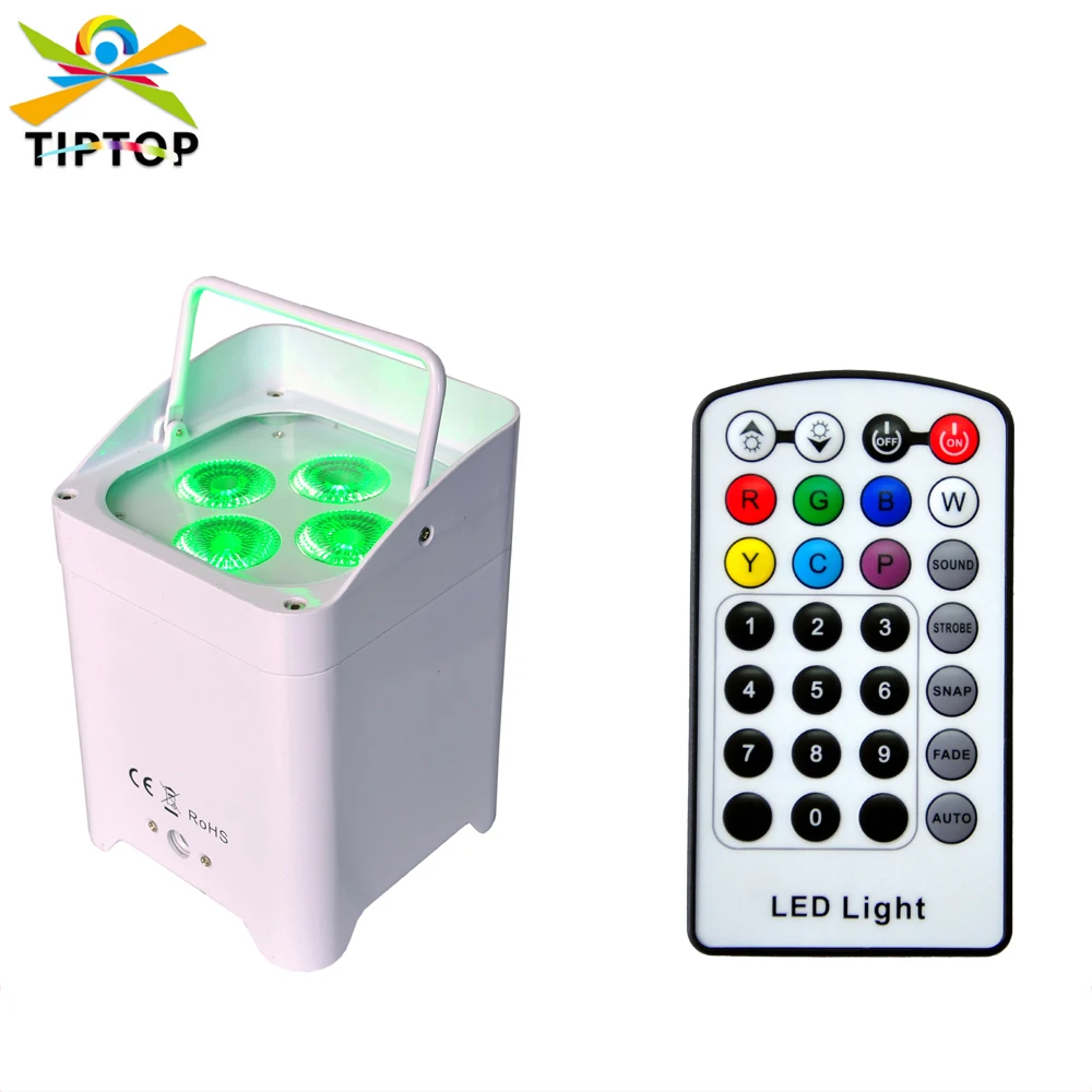 TIPTOP Casting Aluminum 4x18W Freedom Led Par Light 9600MHA Wireless Battery Operated Equipped with Infrared Remote Controller