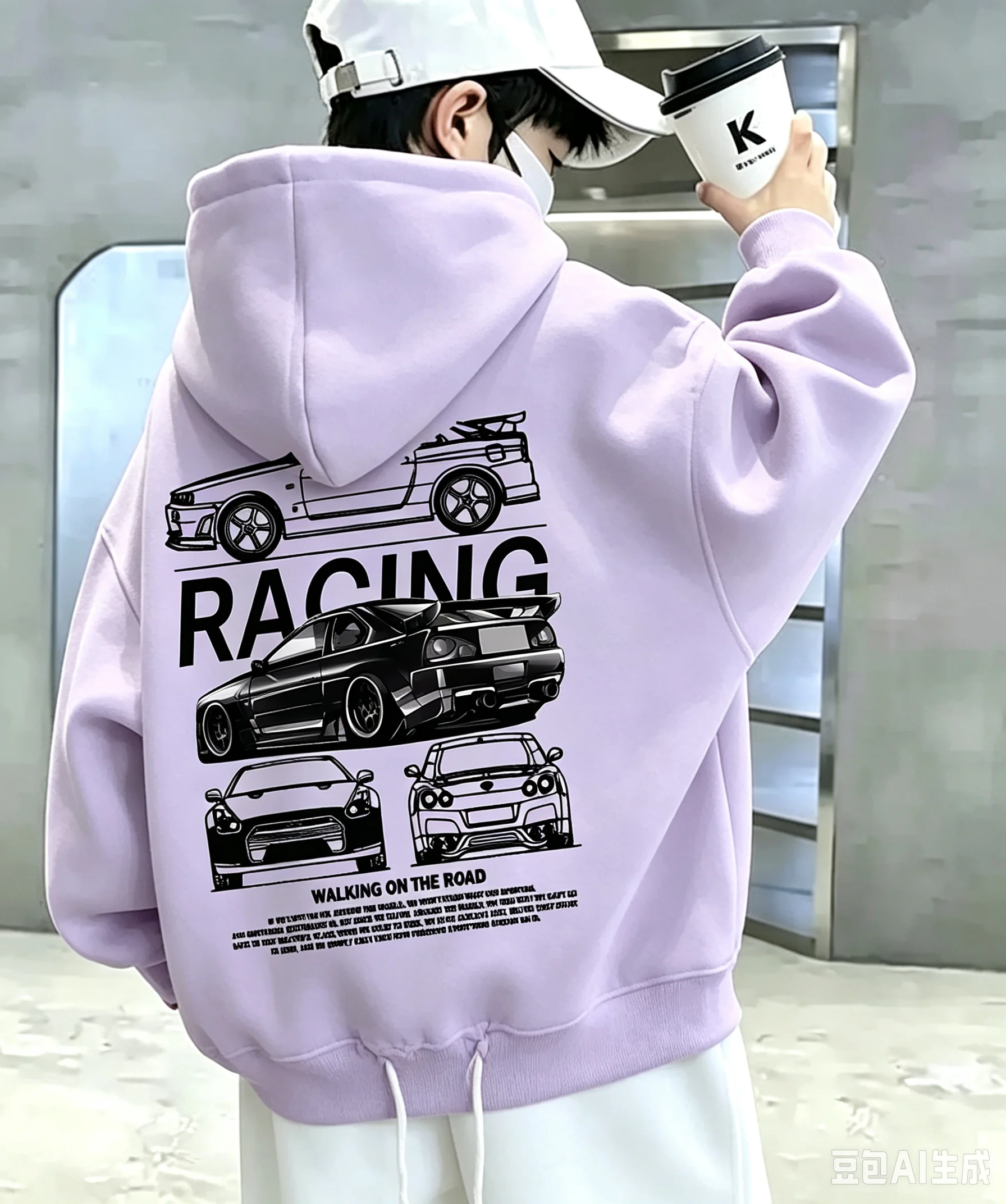 Jungen-Kapuzenpullover-Set – Neuer Herbst-/Winterstil – Cooles Rennsport-Design – Locker geschnittenes Sport-Kapuzenshirt für Kinder – Detail 8