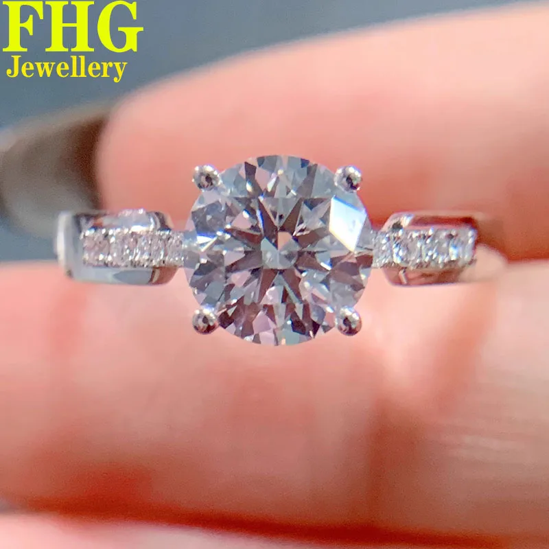 6 7 8 9 10 Carat Au375 9K White Gold Ring luxurious Round shape moissanite Diamonds Wedding Engagement Ring