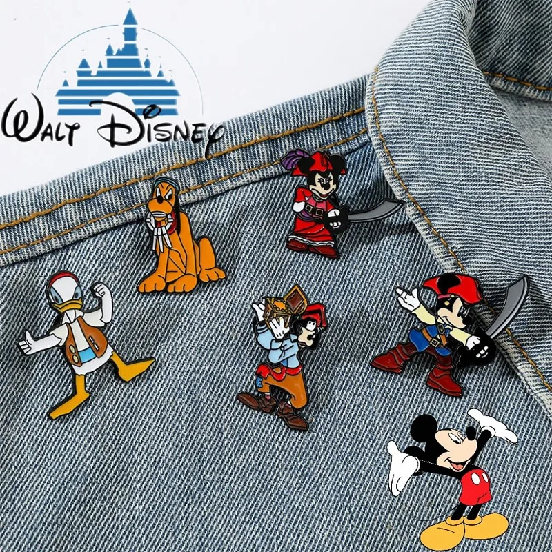 Disney Pirate Enamel Pins Cartoon Mickey Mouse Donald Duck Goofy Brooch Cute Lapel Badge Jewelry for Men Women Christmas Gifts