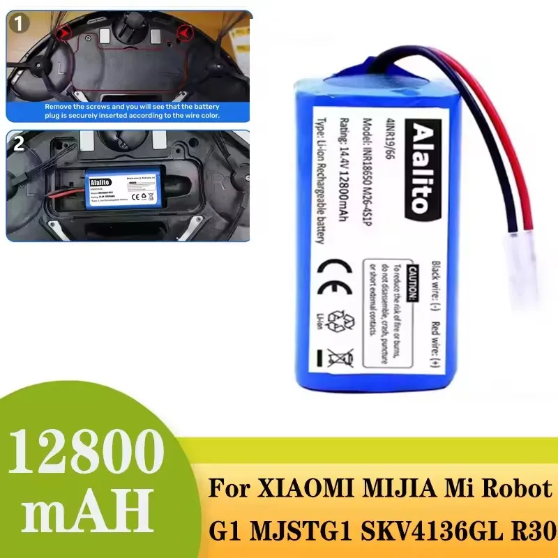 

18650 4S1P 14.4V 6800mAh Li-ion Battery, For Xiaomi Robot Vacuum Mop Essential G1 MJSTG1,SKV4136GL, H18650CH R30 R35