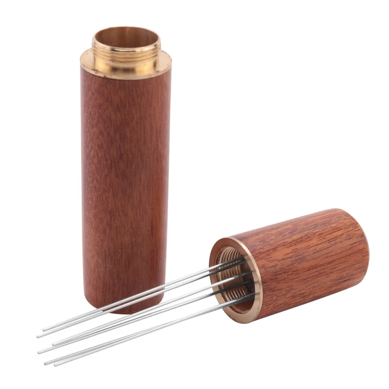 WDT Tool Espresso Coffee Stirrer Portable Espresso Distribution Tools ,6 Needles Rosewood Color