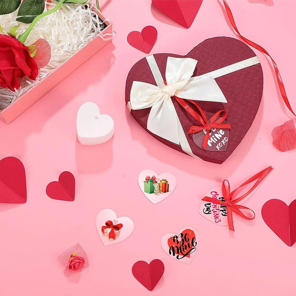 1Set Acrylic Heart Shape Blank Pendant Smooth Surface DIY Hanging Tag for Valentine's Day Decoration Wedding Party Craft