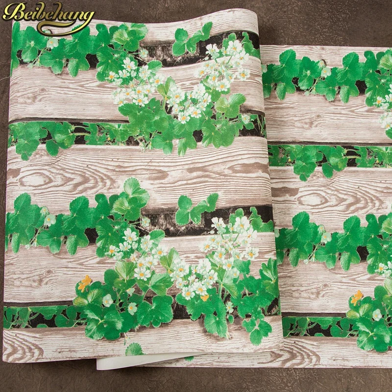 beibehang papel de parede 3d Pastoral green flowers wood pattern Wall Paper Home Decor Background Wall Wallpaper for Living Room