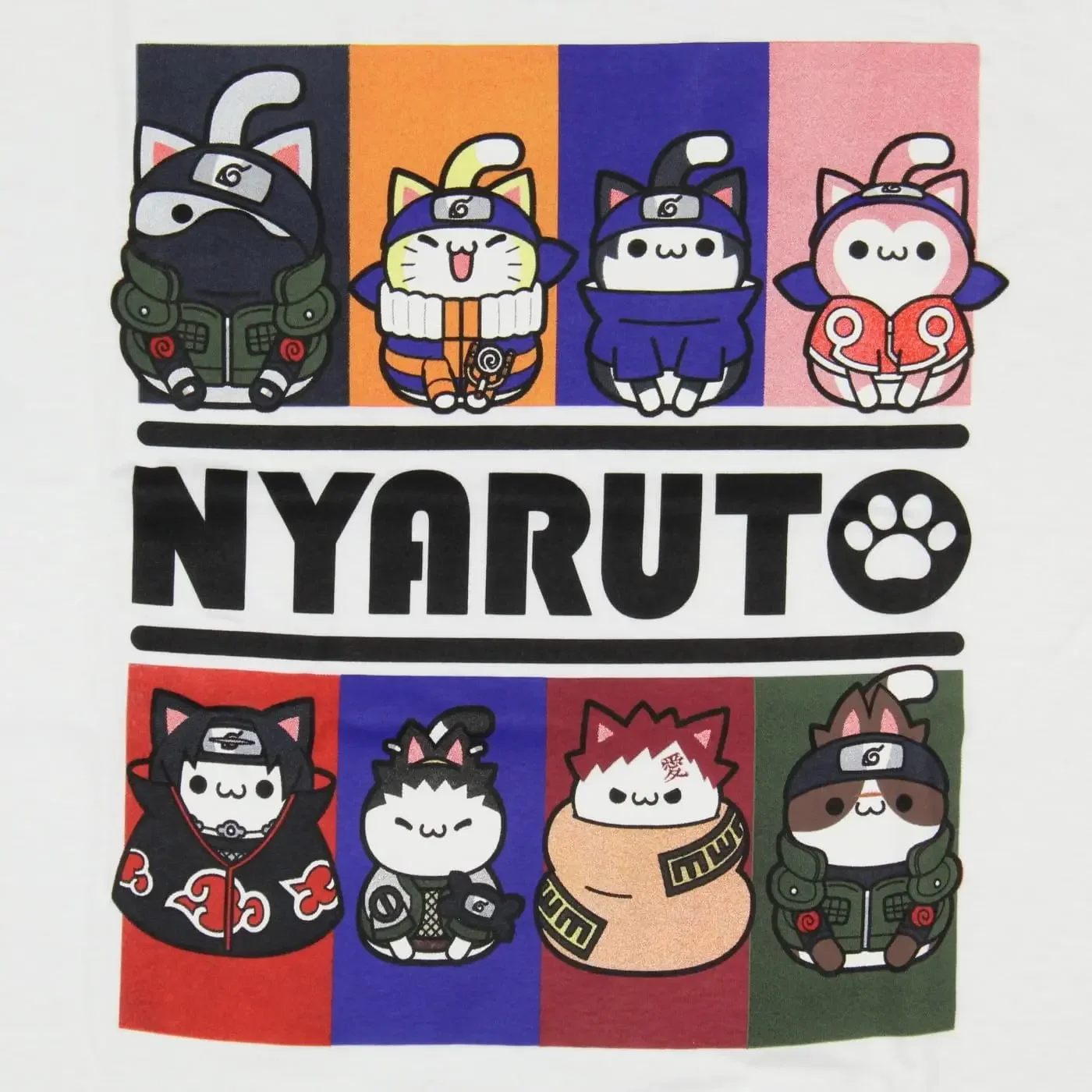 تي شيرت MINISO X Naruto للرجال من Nyaruto Cats Meow Feline Boxes للبالغين بأكمام قصيرة مطبوع عليه رسومات جرافيكية