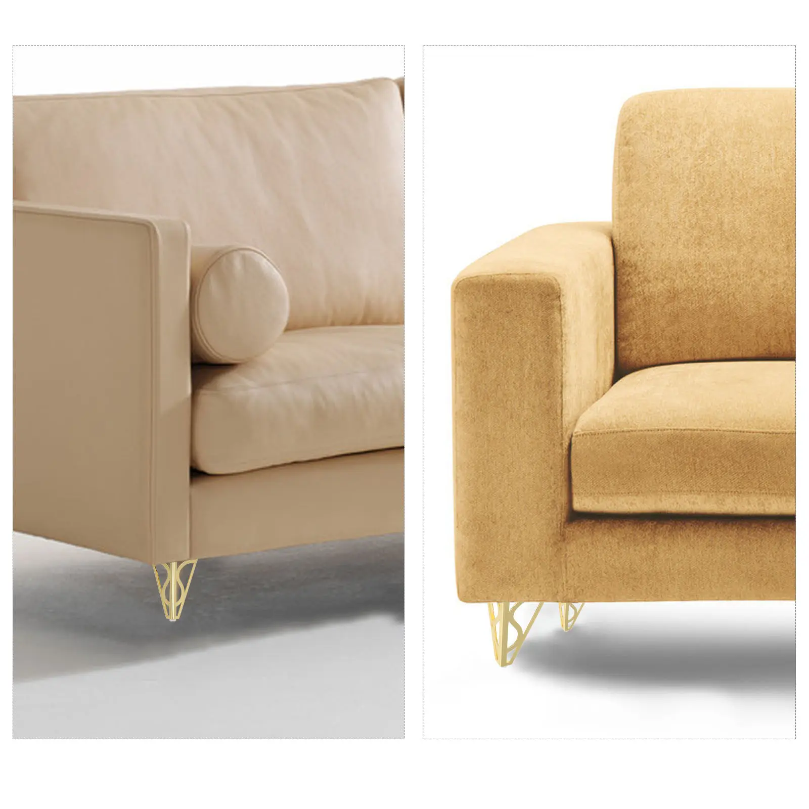 Metal Furniture Legs 4 Pack Gold Five Point Eight Nine Inch Sturdy Support Feet for Sofa Cabinet Dresser Table