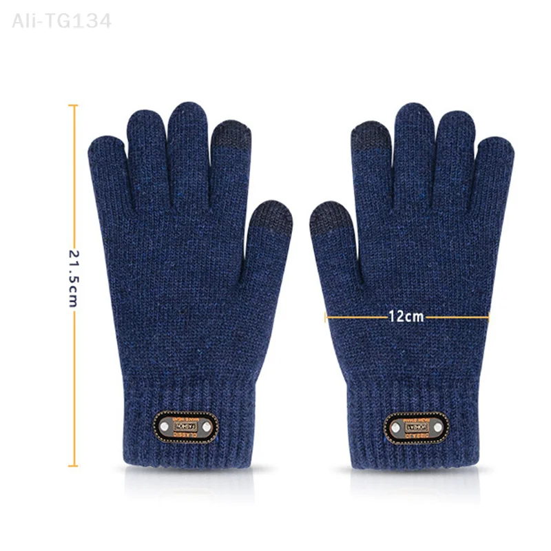 Women Men Warm Winter Touch Screen Gloves Stretch Classical Knit Mittens Wool Full Finger Outdoor Cycling Driving Gloves