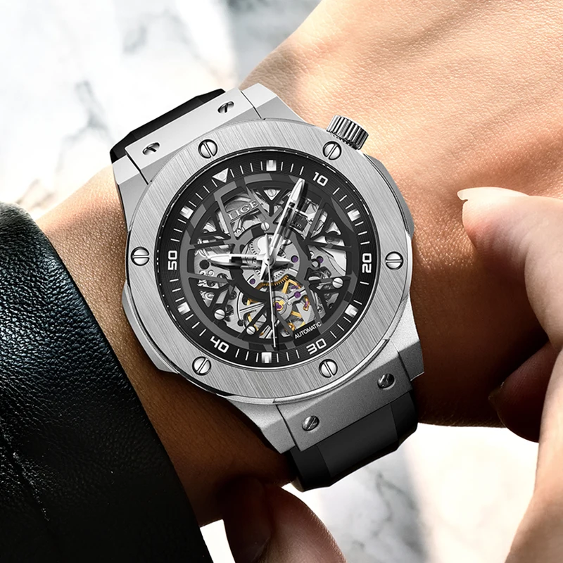 LIGE Business Watch Men Top Brand Luxury Men\'s Mechanical Wristwatches Casual Sports Waterproof Automatic Watch Men Montre Homme