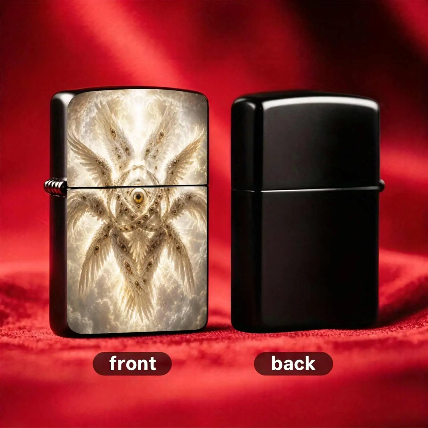 Reusable Flip-Top Pocket Metal Windproof Lighter Adorned with Sacred Winged All-Seeing Eye Pattern, Retro Texture, Sturdy and Durable, Portable Design for Daily Carry, Niche and Personalized Style to Highlight Unique Taste, Ideal