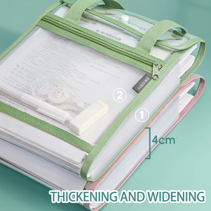 HUAJIE A4 투명 아코디언 파일 폴더, 학생 주제 Stora를 위한 13 포켓 수직 휴대용 확장 문서 주최자