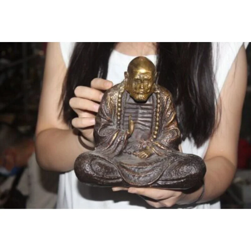 China Buddhism temple bronze Gilt Arhat Damo Bodhidharma Dharma Buddha statue