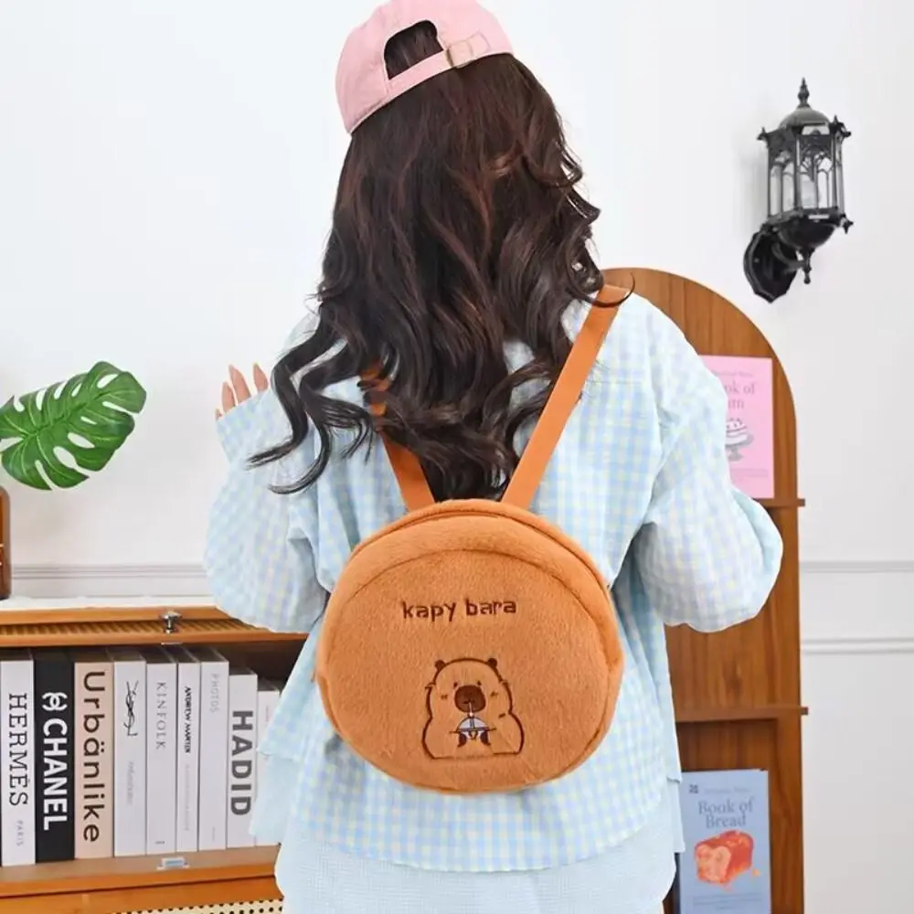 

Knapsack Capybara Plush Toy Backpack Storage Fluffy Plush Capybara Bag Portable Ins Capibala Plush School Bag