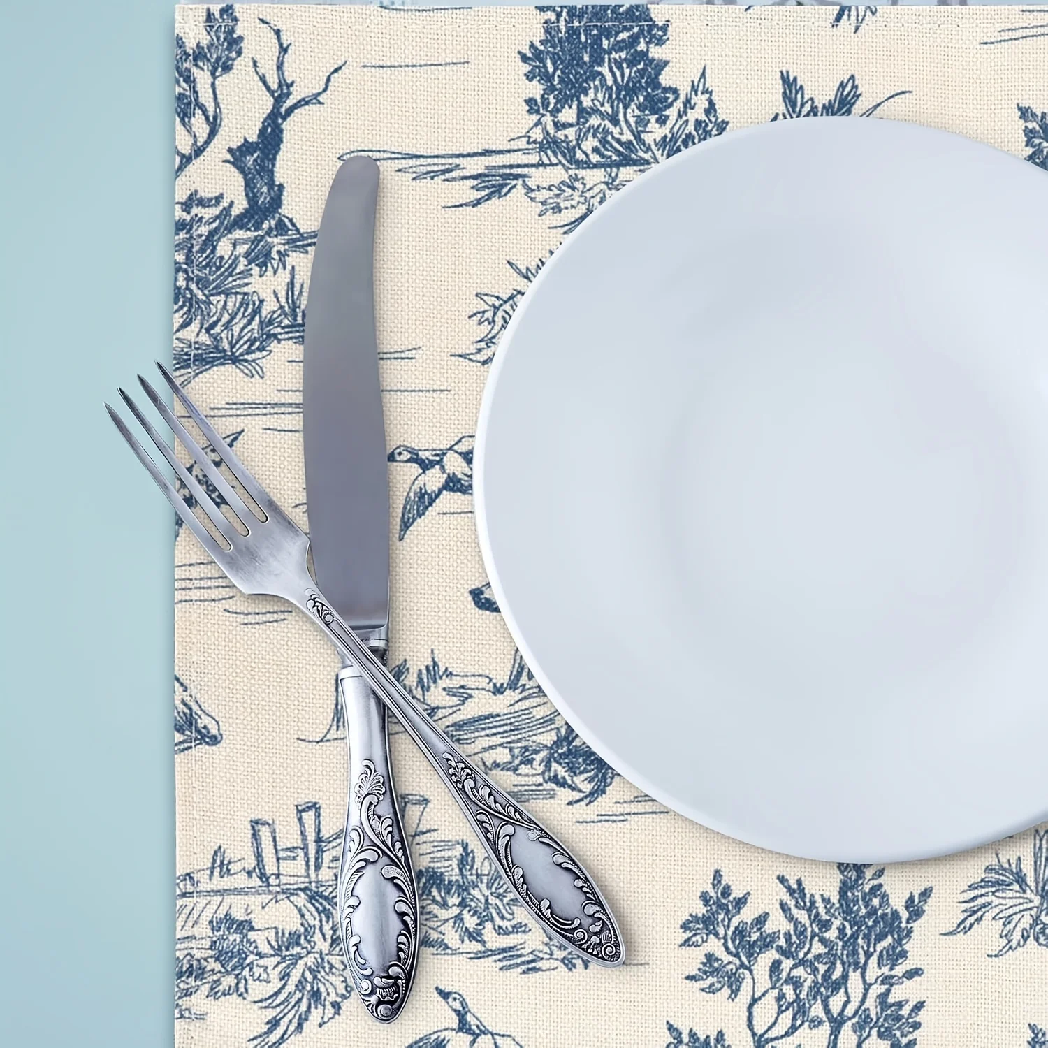 Classic Village Printed Placemats Rural Hunting Scenery Place Mat Farmhouse Decorative Dinner Table Mats