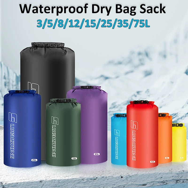 

3/5/8/12/15/25/35/75L Portable Waterproof Dry Bag Sack Ultralight Drifting Swimming Storage Bag Rafting Kayaking Sport Bag