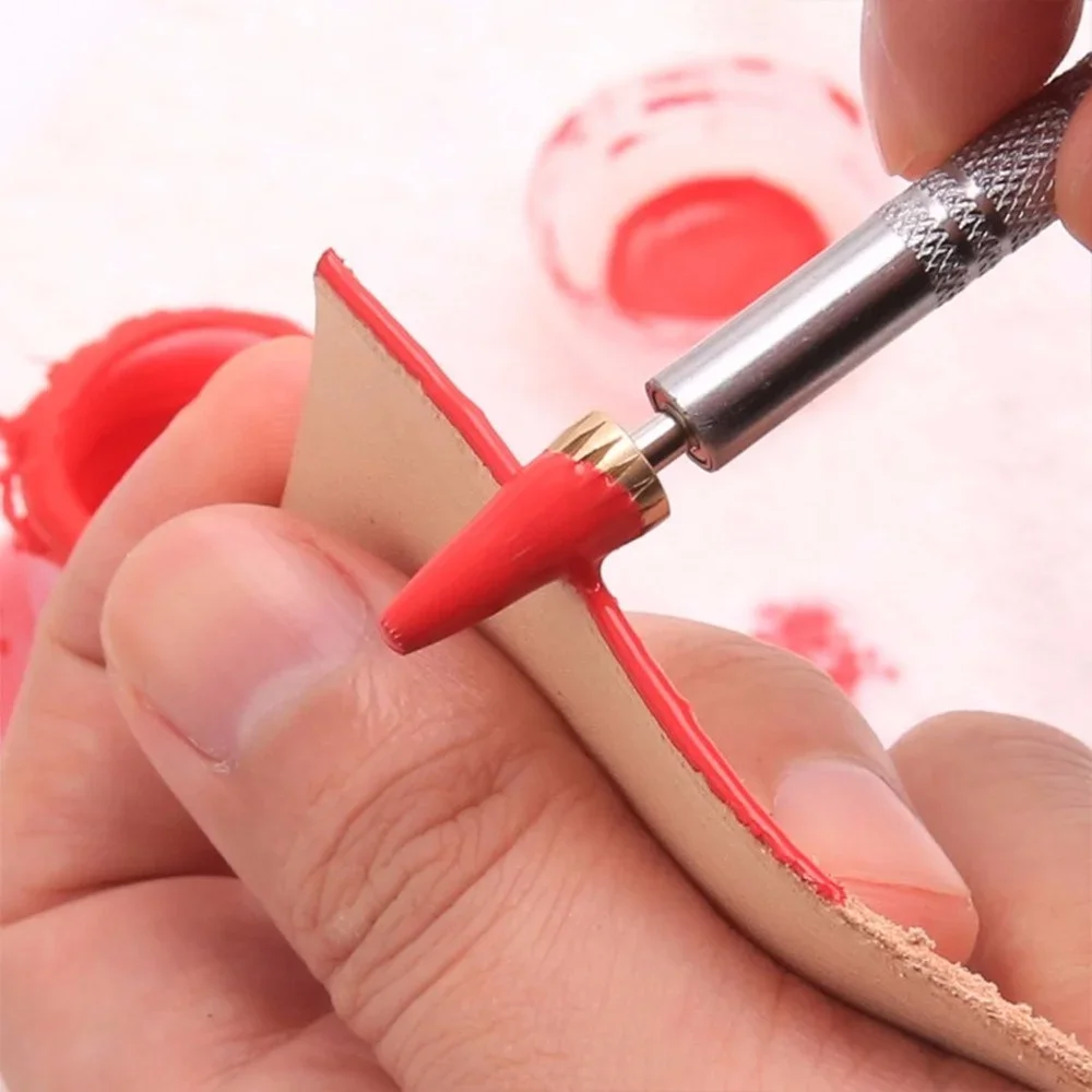 Leather Edge Dye Pen Roller Rotary Applicator Leathercraft DIY Tool Brass Head Edge Painting Burnishing Tool For Craft