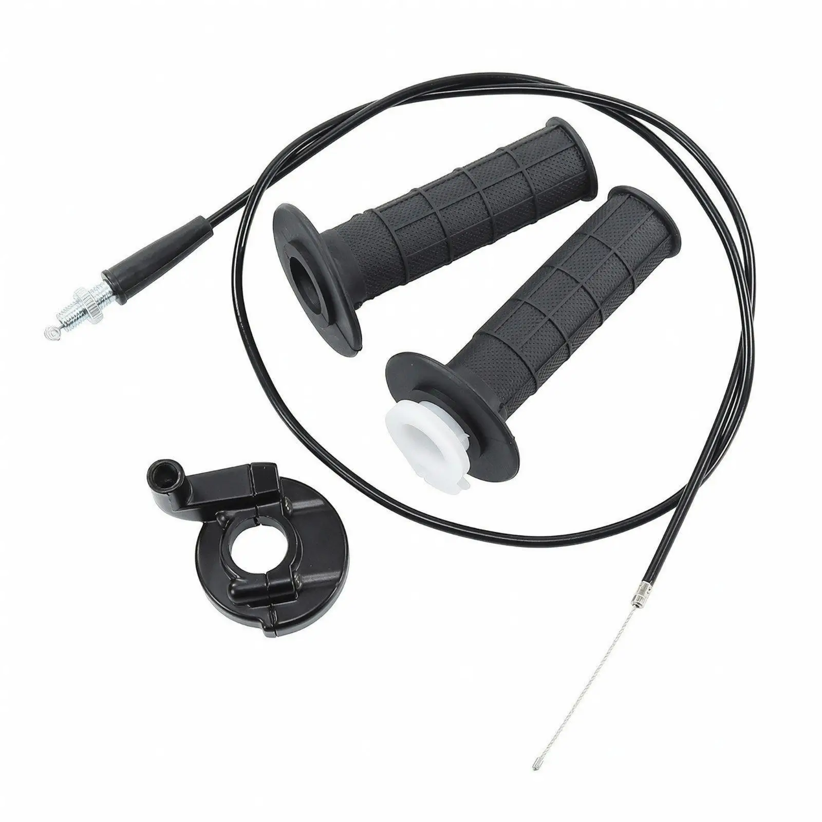 Durable Engineering Plastic Throttle Grip Set with Aluminum Mount and Ribbed Rubber Sleeves for Trail Motorcycle