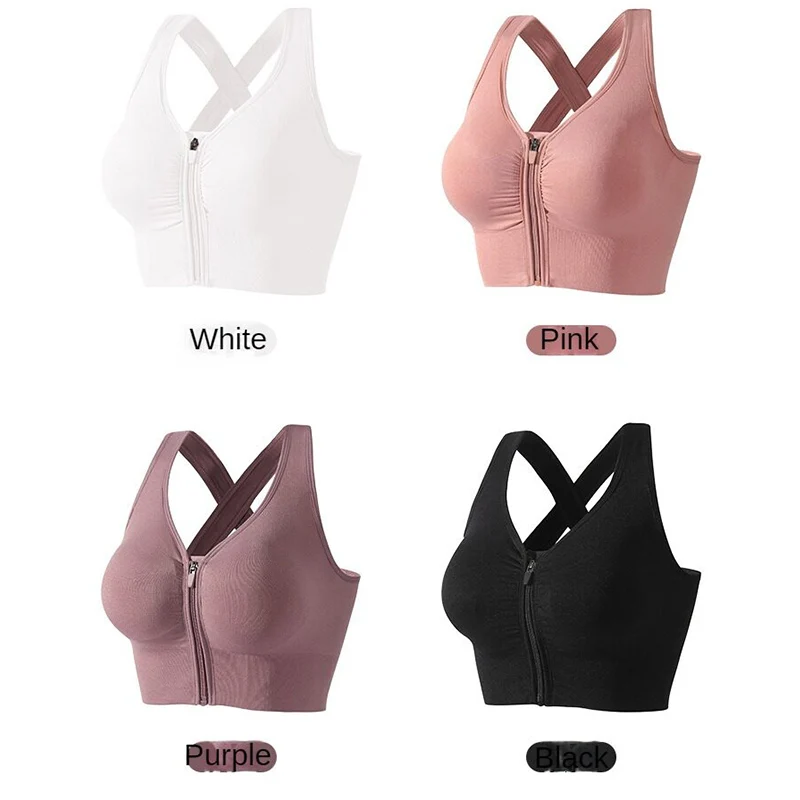 Reggiseno sportivo con cerniera anteriore intimo donna senza cuciture Running Fitness reggiseno antiurto traspirante senza ferretto Bralette