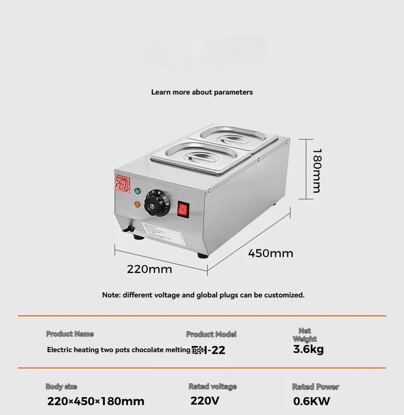 

Stainless Steel Material Commercial Chocolate Melting Machine Melting Pot Melting Furnace Electric Heating Water-Resistant