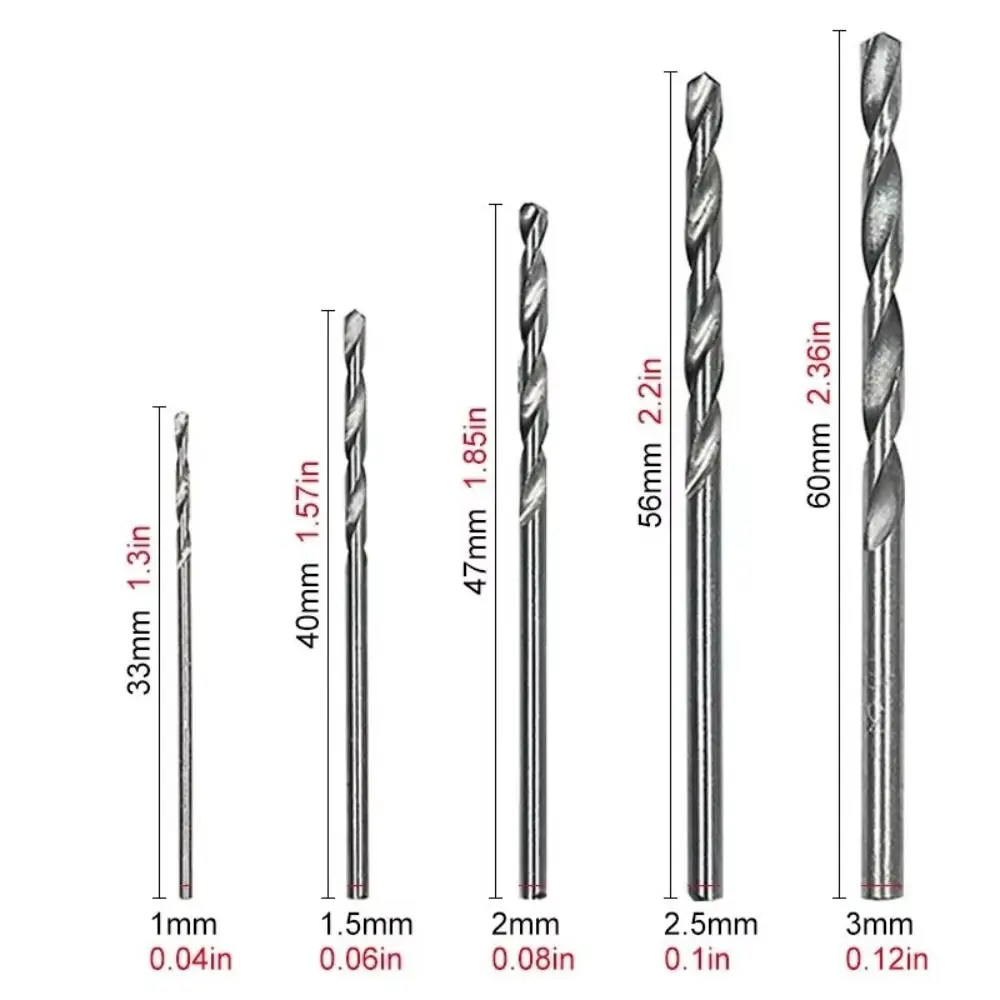 Multifunctional Titanium Plated Twist Drill Set 1-3mm High Speed Steel Small Drill Bit Drilling Tools