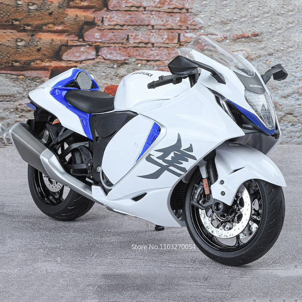 

1:9 Suzuki Hayabusa Мотоцикл 2022 модель автомобиля из сплава телефон переднее колесо рулевое освещение резиновые шины для мальчиков подарки