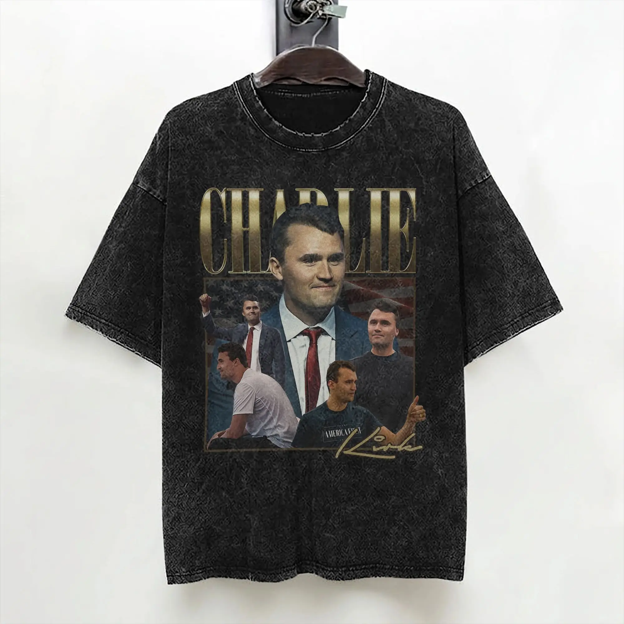 Charlie Kirk T Shirts Washed Short Sleeve Harajuku T-Shirts  Retro Men Women Streetwear Graphic Printed Tees