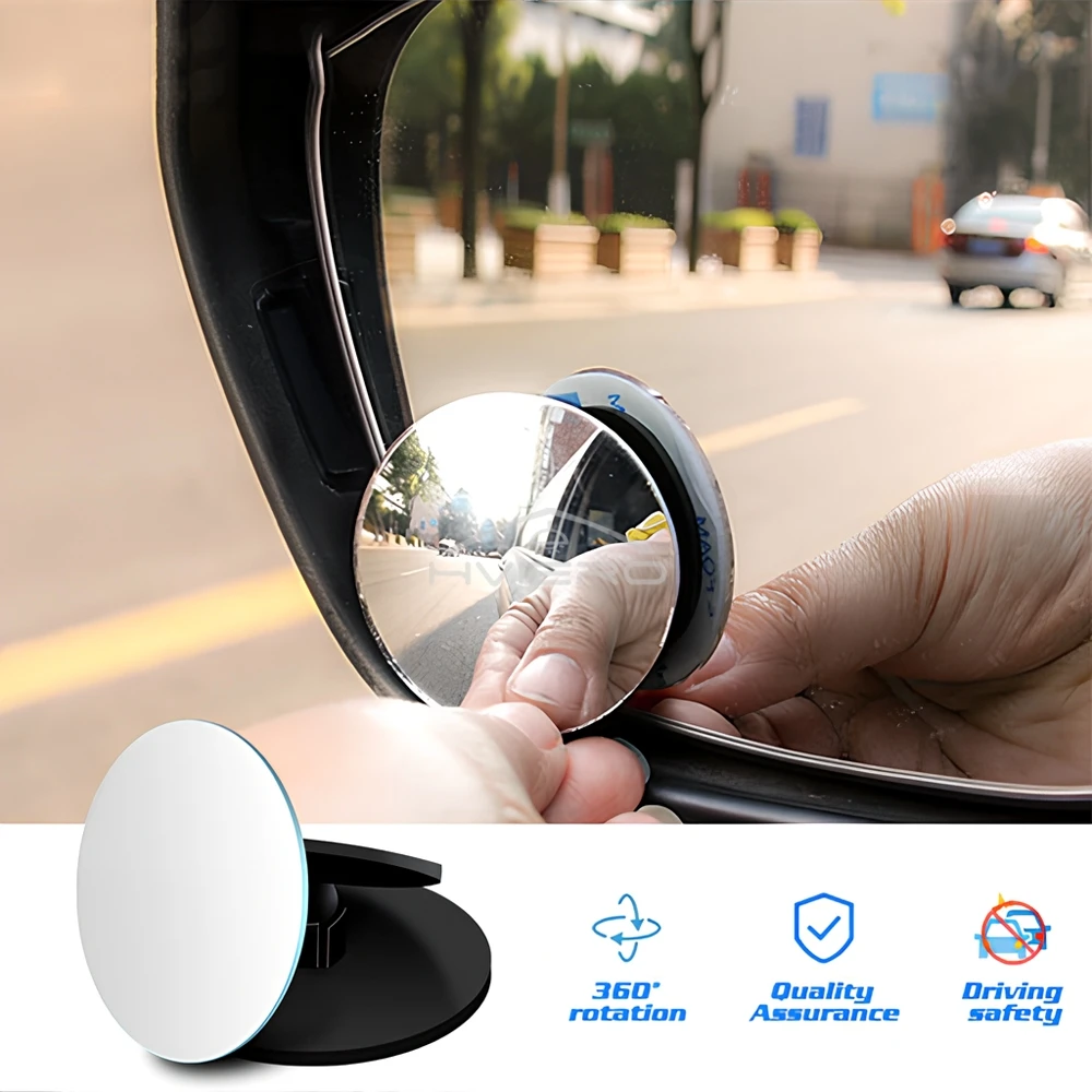 1X 360 Degree HD Blind Spot Mirror Adjustable Car Rearview Convex Reverse Wide Angle Vehicle Parking Rimless S Auto Accessories