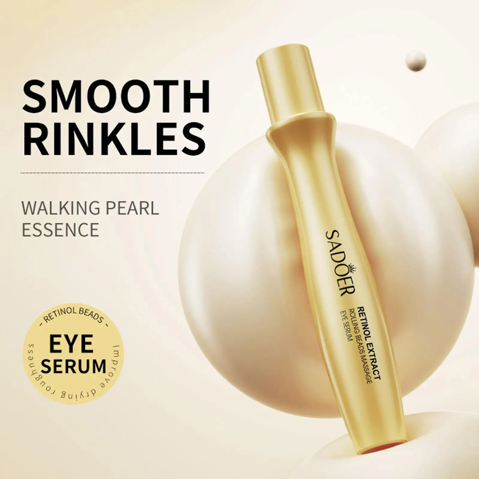 Retinol Eye Roller Cream Massager Instant Care Eye Bags Wrinkles Anti-Aging Firming Dark Circle Remover