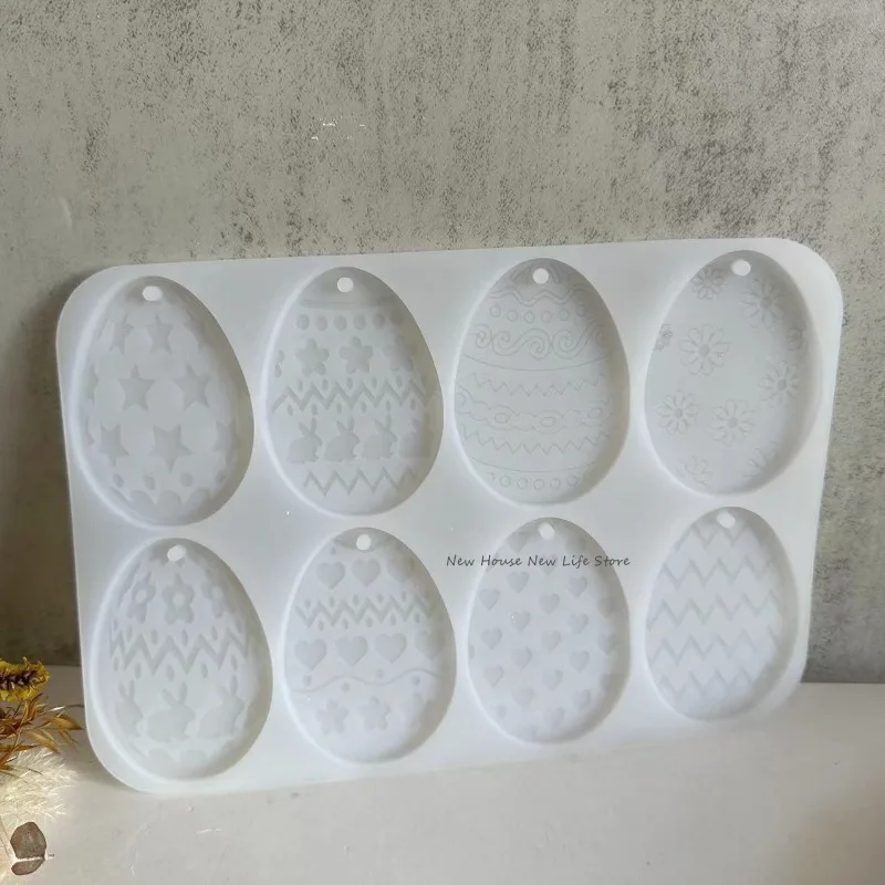 DIY Easter Egg Pendant Resin Mold Holiday Decoration Eggs Cement Gypsum Silicone Molds Egg Keychain Resin Mold Home Ornaments