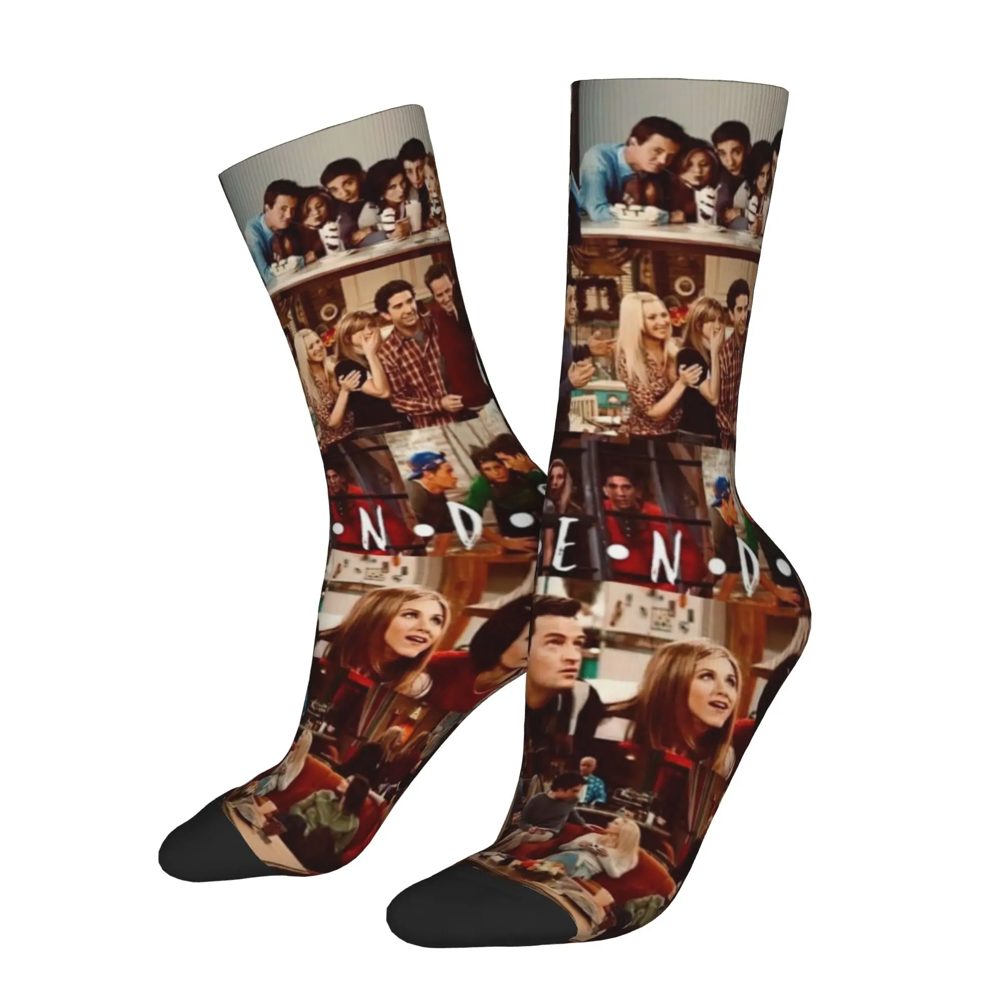 Retro Friends TV Show Soccer Socks Central Perk Polyester Crew Socks for Women Men Non-slip