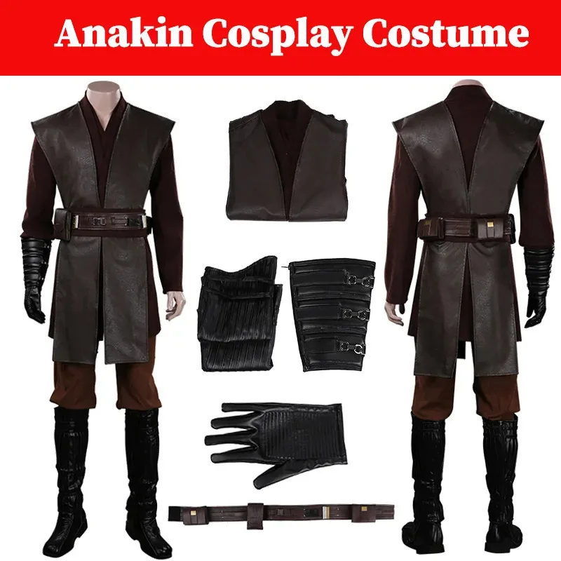 25COSKnight Anakin Cosplay Costume da uomo Film Spazio Battaglia Guerriero Gioco di ruolo Fantasia in pelle Abbigliamento Uomo adulto Festa di Halloween