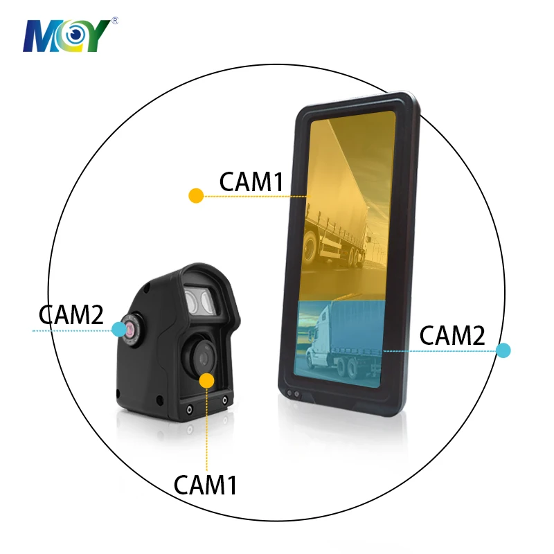 MCY 12.3 Inch IPS Screen BSD Blind Spot AI Camera HD Rear View Monitor Side Mirror for Bus Truck