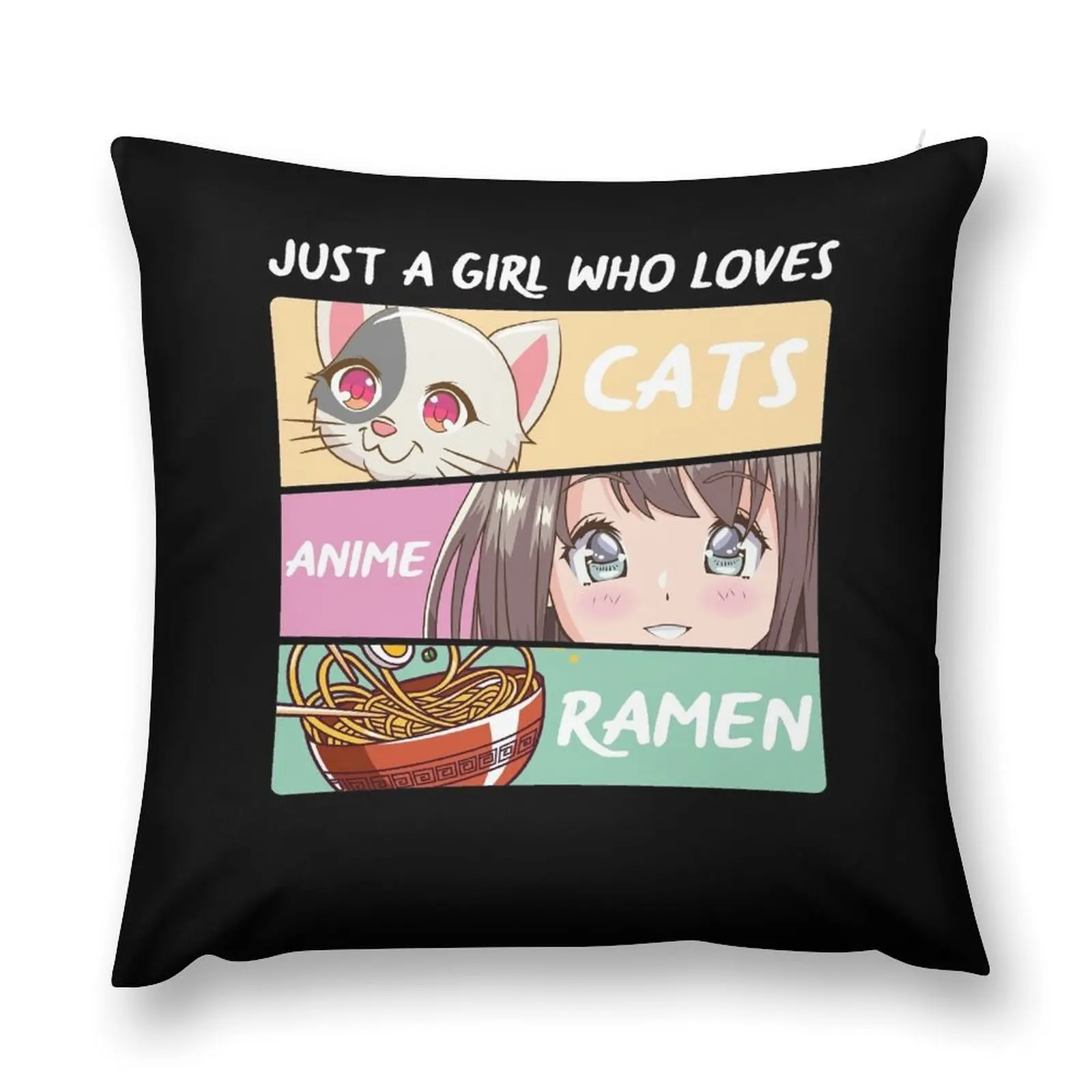 

kawaii cat ramen anime kawaii plush cat Design Anime Girls Throw Pillow covers for pillows bed pillows luxury decor pillow