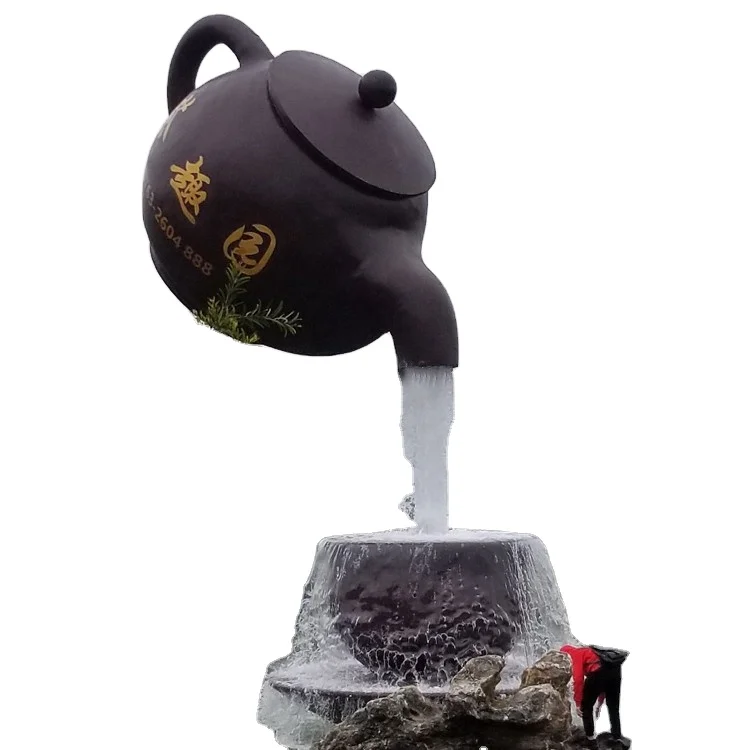 Garden Cultural Decoration Teapot Fountain Large Hanging Water Teapot Bronze Sculpture
