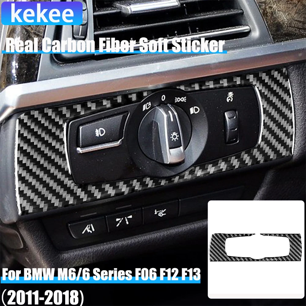 

Real Carbon Fiber Car Accessories Headlight Switch Surround Cover Sticker For BMW 6 Series/M6 F06 F12 F13 M Sport 2011—2018