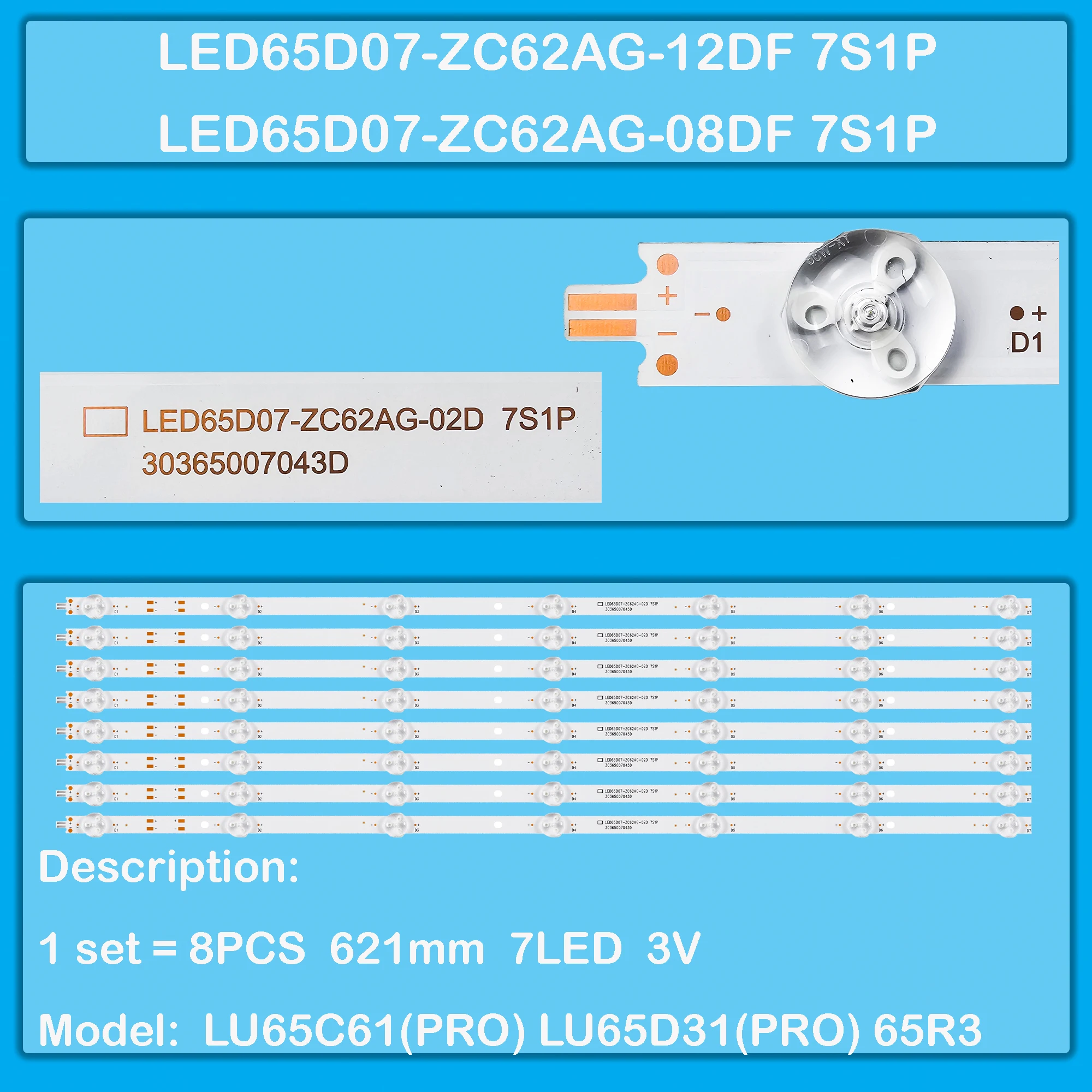 Fita de LED para Retroiluminação para TV Smart Haier 65 S2 LU65D31(PRO) e TV Smart Haier 65 S3 65FN2EA 65FN4KA (100012587 100012587-CA)