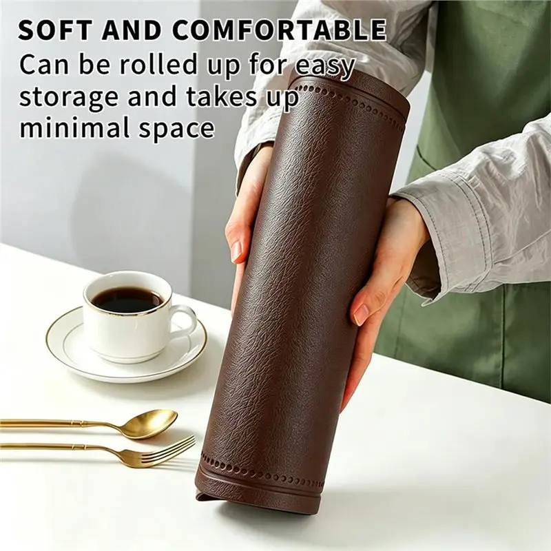 【THANKSGIVING DAY】Washable Double-Texture Faux Leather Oval Placemats Set Of 6 Heat Insulation Mats Watertight And Non-Slip