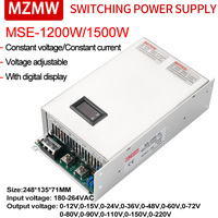 MZMW 1200W 1500W Switching Power Supply 12V 24V 36V 48v 60V 72V 110V 220V Adjustable Digital Display Transformer Industry SMPS