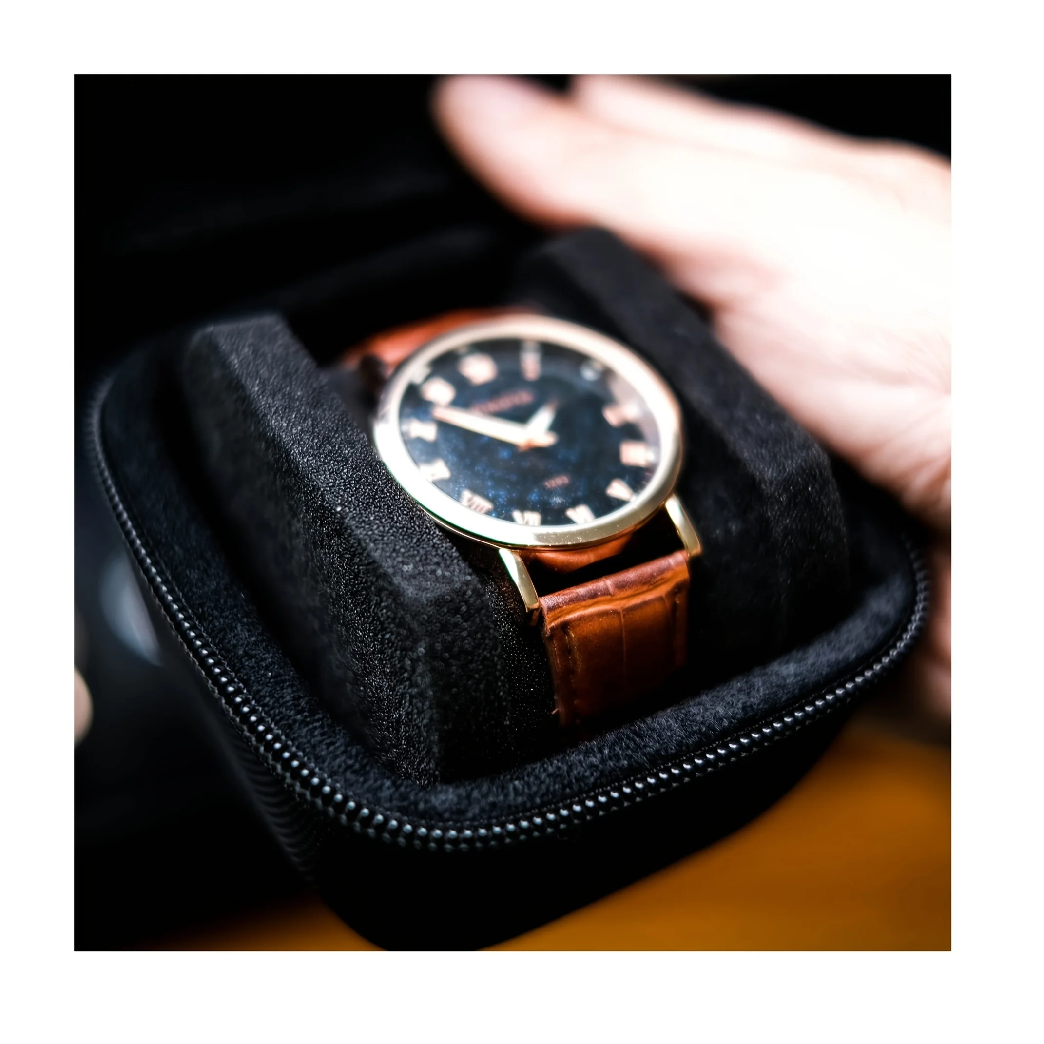 Elegant Black Watch Storage Box with Velvet Lining