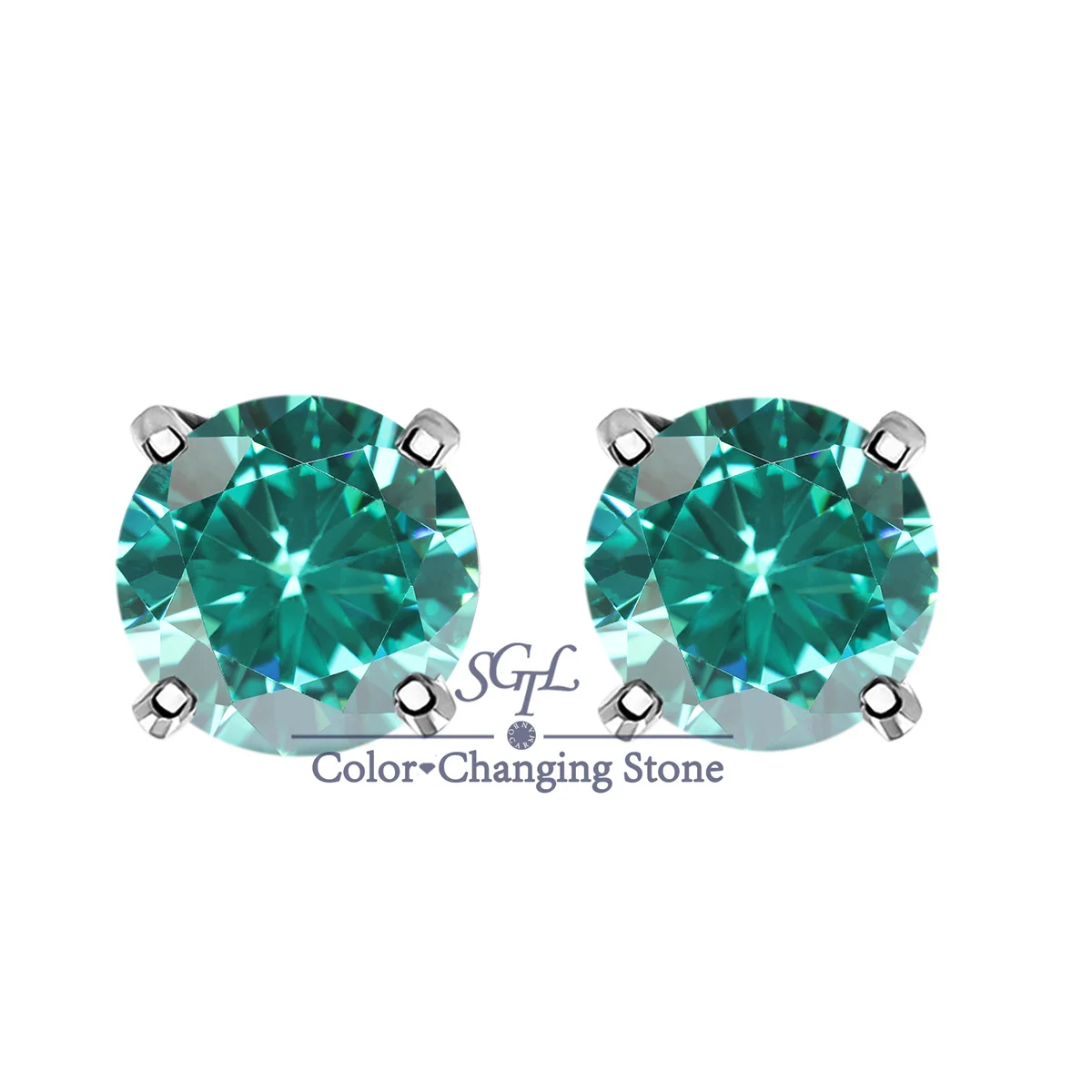

S925 Silver Golden Paraiba green 8A Zircon Round Women and Men fashion pop four claw stud earrings fine jewelry for women gifts