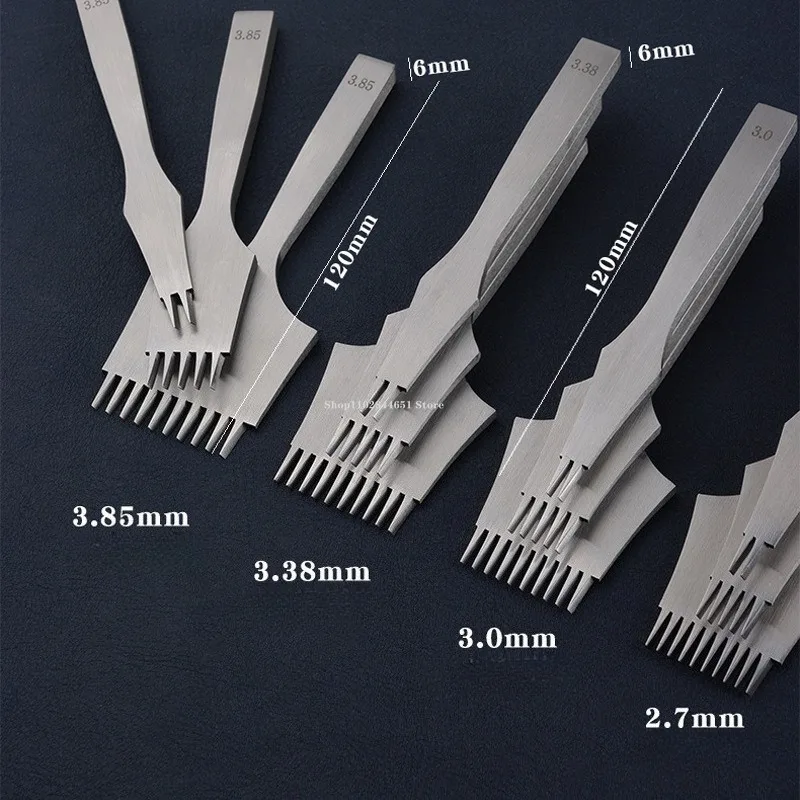 2.7 - 3.85mm Inclined Flat Cut - Inner Tooth Fine Polishing Style Handmade Punching 3pcs Set DIY Leather Sewing Accessories Tool