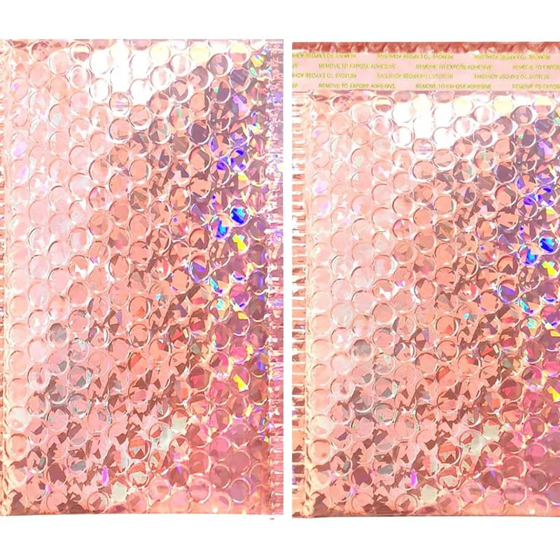 Laser Silver 50Pcs Delivery Package Packaging Holographic Mailer Packing Bag Laser Pink Shipping Bags Bubble Envelope