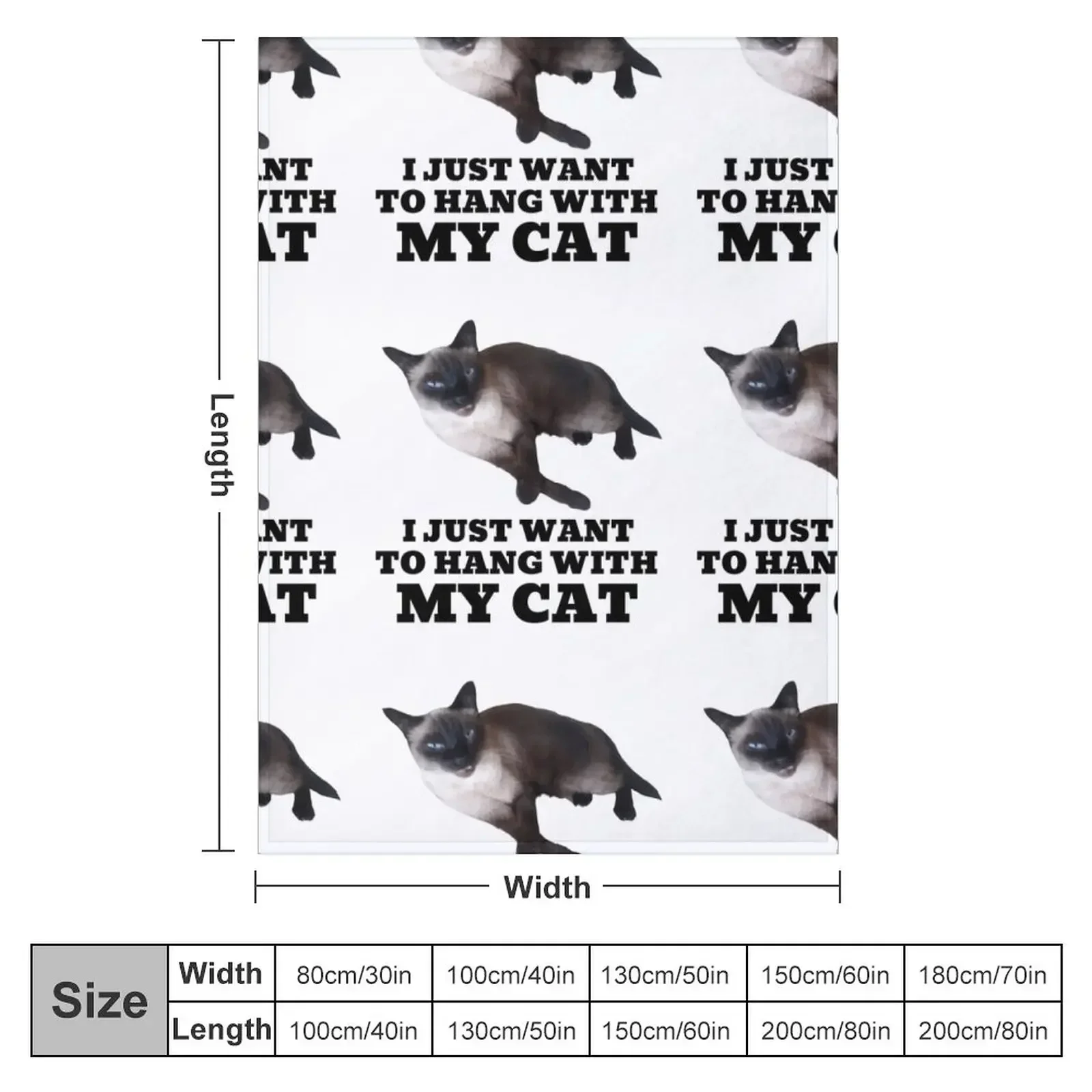 I Just Want to Hang out with My Siamese Cat-animal Lover-cats Gift Idea Throw Blanket Plaid Kid'S Blankets