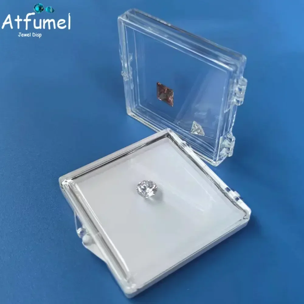 Floating Gemstone Storage Box Gems Display Organizer Holder Clear Adhensive Loose Diamond Stone Zircon Jewelry Packaging Boxes