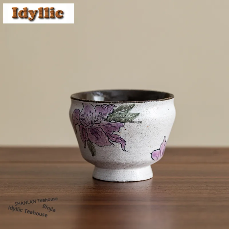 

2 шт./лот, ручная роспись, чайная чашка с цветком ириса, бутик, чайная чаша, кувшин, чайная дегустация, чашка для запаха, чашки Jianzhan Master, чайная посуда, ремесло, 80 мл