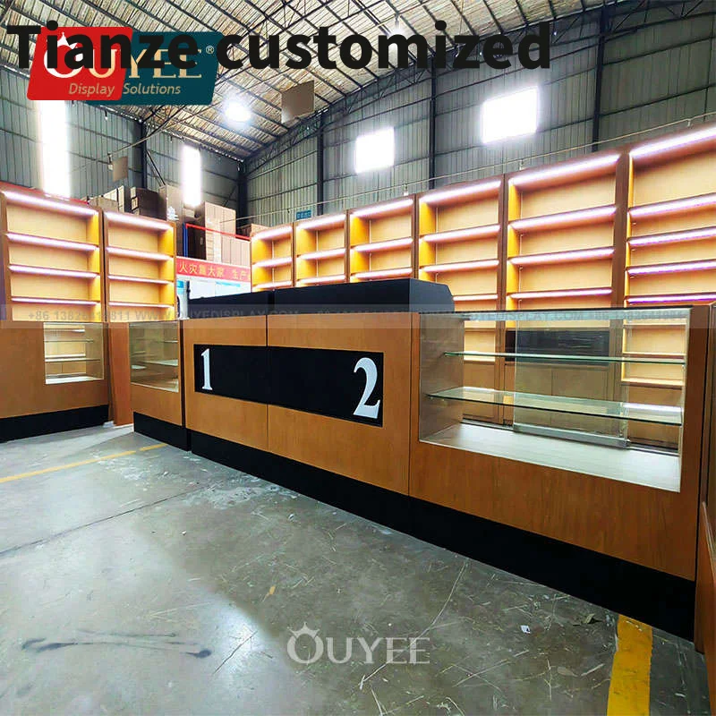 

Customized-Commercial Glass Showcase Display Smoke Shop Furniture Store Display Rack Smoke Shop Counter Display