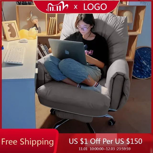Designer Office Chair Luxury Back Cushion Fluffy Comfort Computer Armchair Chaise Lounge Cadeiras De Escritorio Home Furniture AliExpress