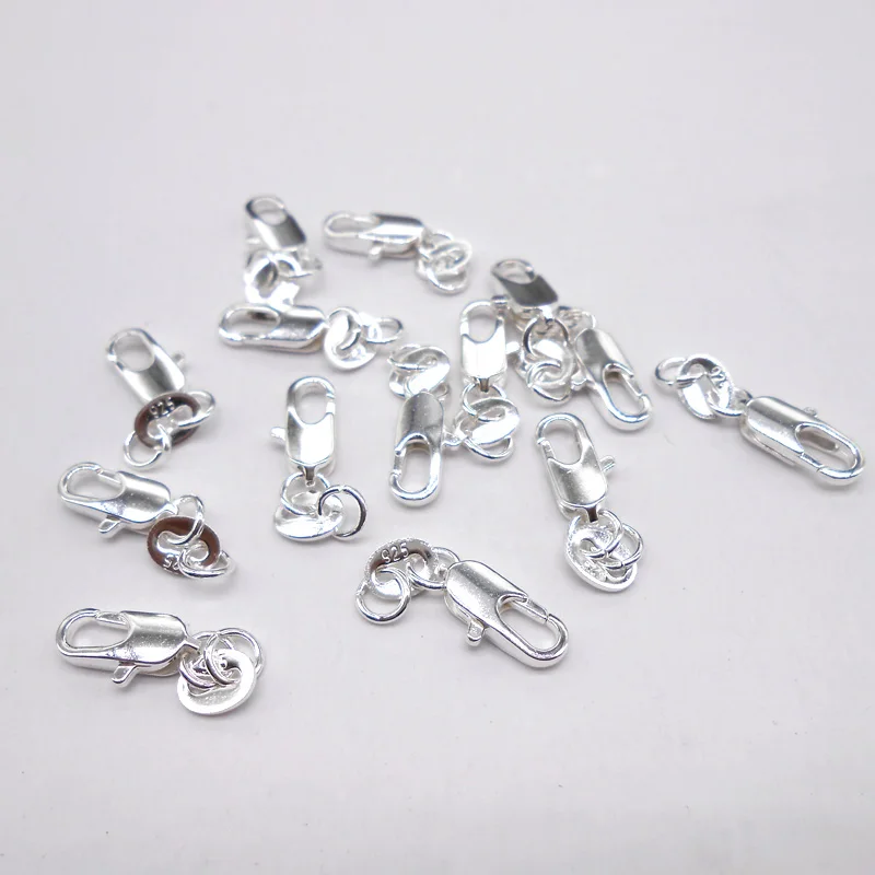 

sterling silver Jewelry Findings 50PCS Real Pure 925 Stamped Silver Lobster Clasps With 925 Tag For Necklace+Opening Jump Rings