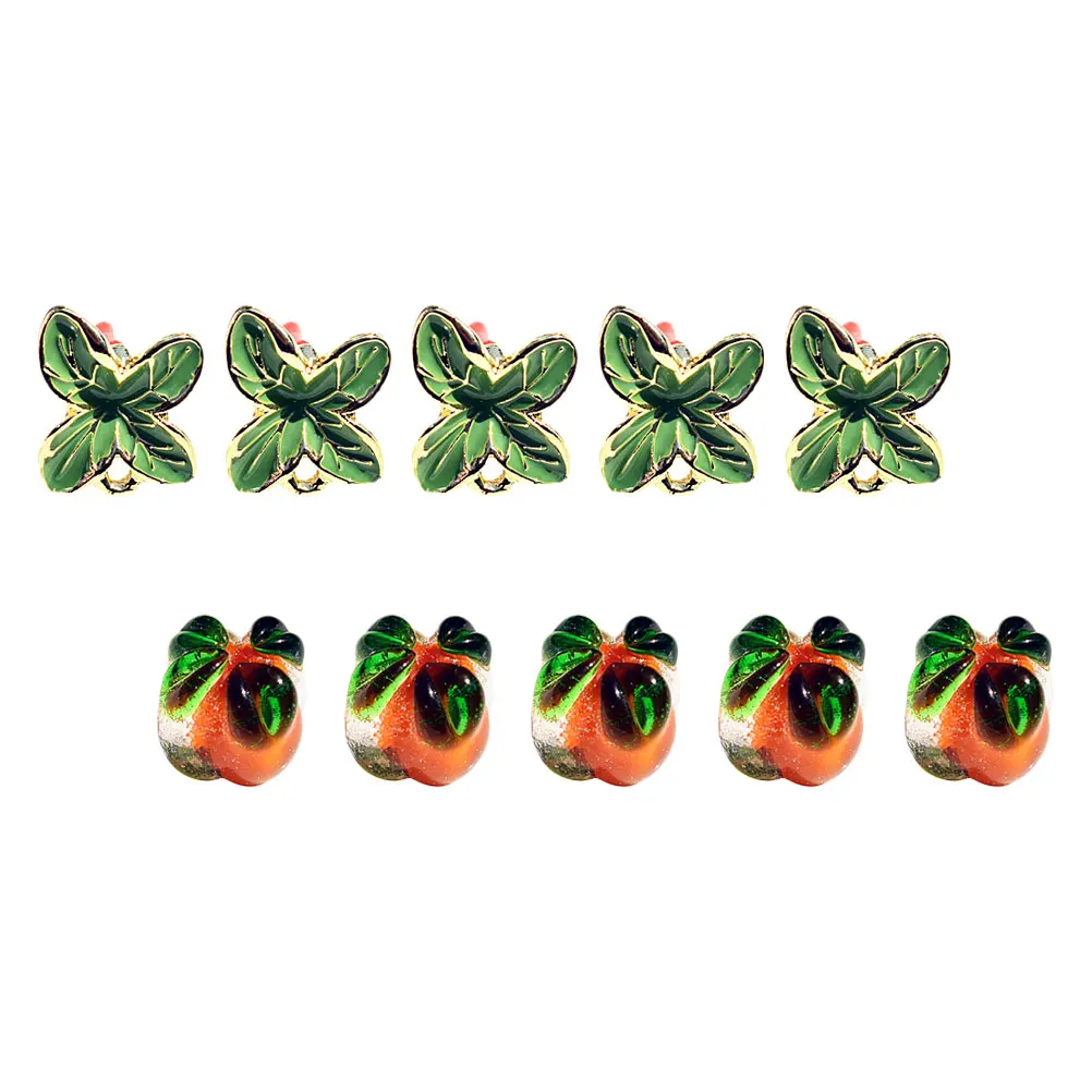 

10 Pcs Persimmon Accessories Straight Hole Glass Pendants DIY Earrings Necklace Bracelet Supplies Jewelry Making Charms Projects