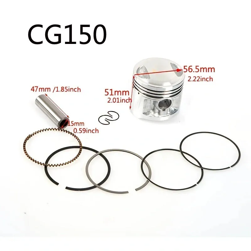 56.5MM Piston 62MM Ring15MM Pin For Honda Motorbike CG125 CG150 CG200 Motorcycle Engine Replace Part