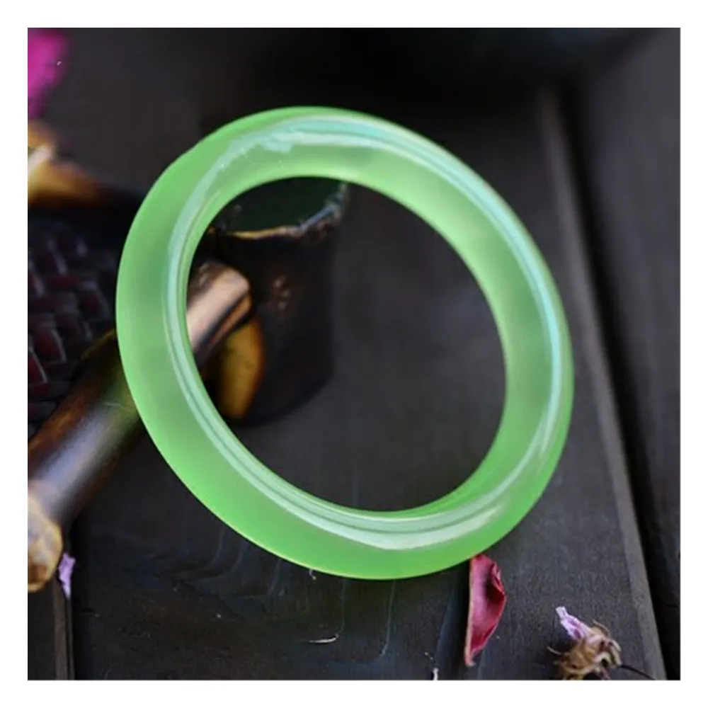 Quality Jewelry Exquisite Bangle Natural Ice Seed Chalcedony Agate Grape Color Green Round Bar Bracelet Lucky Accessories Gift